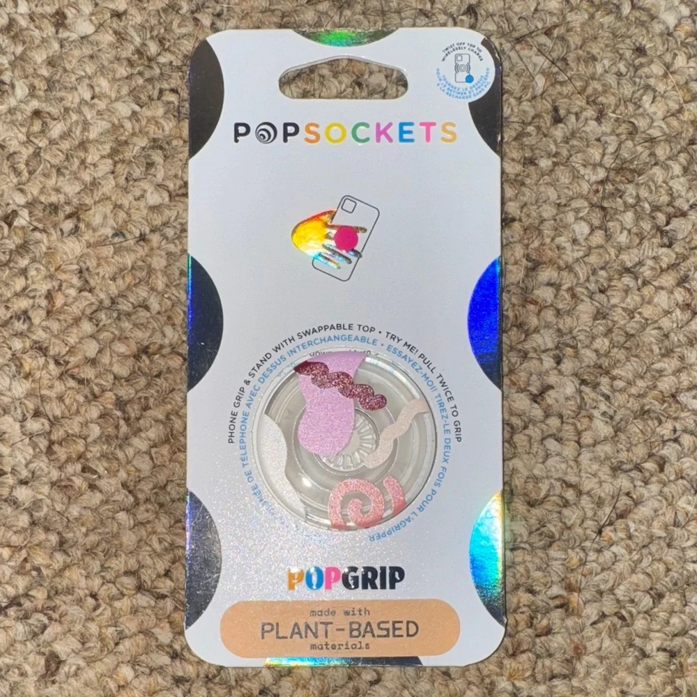 PopSocket PopGrip with Pink and Silver Design